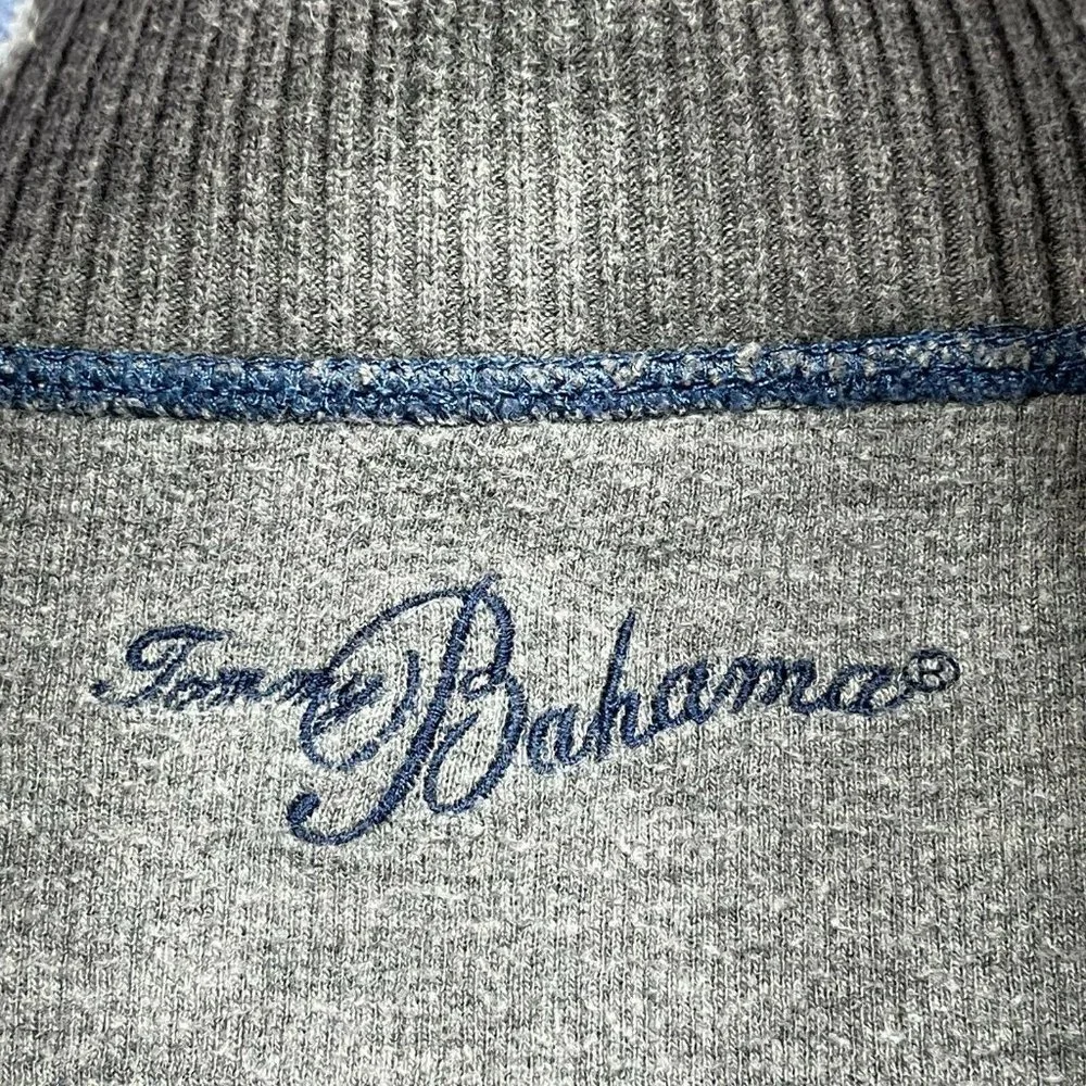 Tommy Bahama Sweater Men 2XL XXL Blue Gray Quarter Zip Cotton Ribbed Mock Neck_5